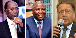 Chris Kirubi, Equity Group CEO James Mwangi and billionaire philanthropist Manu Chandaria