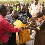 Turkana Governor Jeremiah Lomorukai kicking off relief food distribution programme for Turkana East