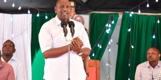 President Ruto during distribution of food in Turkana County.