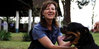 Amy Rapp with a rottweiler