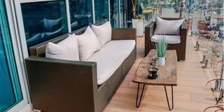 Troy white balcony