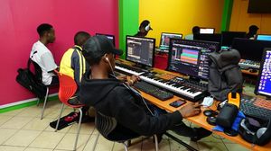 Music production students training at Melody House Music & Film Academy, the best music production school in Nairobi Kenya
